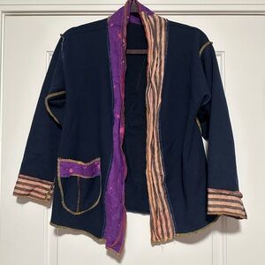 Vintage handmade open front cotton linen cardigan